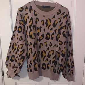 Balloon Sleeve Animal Print Sweater
